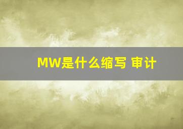 MW是什么缩写 审计